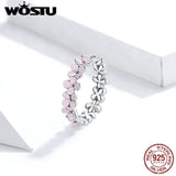 925 Silver Heart CZ Lucky Circle Finger Ring Women Jewelry