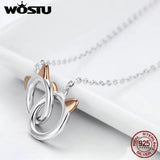 925 Sterling Silver Cat Link Pendant Necklace For Women