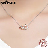 925 Sterling Silver Cat Link Pendant Necklace For Women
