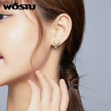 925 Silver Sunflower Stud Earrings Women's Jewelry CQE919