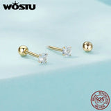 925 Silver Zircon Screw Ear Studs for Women Party FIE1646