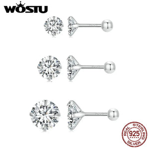 925 Silver Zircon Screw Ear Studs for Women Party FIE1646