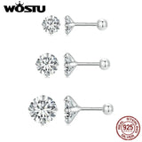 925 Silver Zircon Screw Ear Studs for Women Party FIE1646
