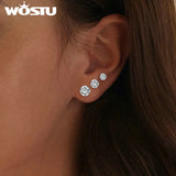 925 Silver Zircon Screw Ear Studs for Women Party FIE1646