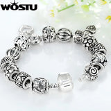 Silver DIY Beads Bracelet Women Charm Bracelets Gift