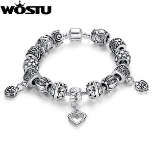 Silver DIY Beads Bracelet Women Charm Bracelets Gift