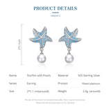 Ocean Starfish Drop Earrings CZ Zircon Silver Jewelry