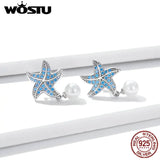 Ocean Starfish Drop Earrings CZ Zircon Silver Jewelry