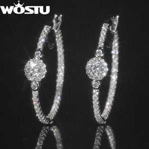 30mm Hoop Earrings Bling AAA Zircon Silver Earrings Bulk Set