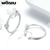 30mm Hoop Earrings Bling AAA Zircon Silver Earrings Bulk Set