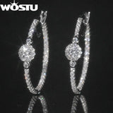 30mm Hoop Earrings Bling AAA Zircon Silver Earrings Bulk Set