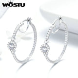 30mm Hoop Earrings Bling AAA Zircon Silver Earrings Bulk Set