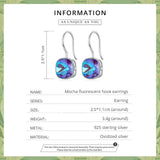 Rainbow Square Quartz 925 Silver Drop Earrings
