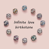 Infinite Love Zircon 925 Sterling Silver Round Charm Bracelet Jewelry