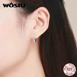 Sterling Silver Circle Hoop Earrings with Clear CZ