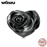 Love Rose Pendant Bead Charm 925 Silver Wedding Jewelry