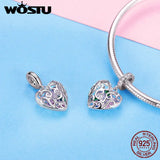 925 Silver Love Heart CZ Bead Bracelet Bangle Pendant FIC1126