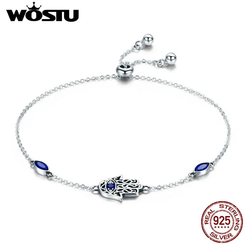 925 Silver Fatima Hands Royal Chain Bracelet CQB076