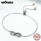 925 Sterling Silver Infinity Love Chain Link Women Bracelet