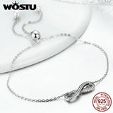925 Sterling Silver Infinity Love Chain Link Women Bracelet