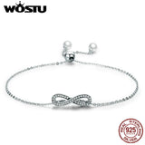 925 Sterling Silver Infinity Love Chain Link Women Bracelet