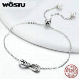 925 Sterling Silver Infinity Love Chain Link Women Bracelet