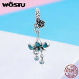 925 Silver Orchid Flower Charm Bead for Bracelet Pendant