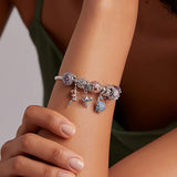 925 Silver Orchid Flower Charm Bead for Bracelet Pendant