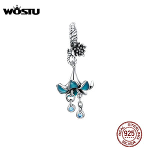 925 Silver Orchid Flower Charm Bead for Bracelet Pendant
