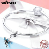 925 Silver Orchid Zircon Beads Bracelet Pendant Women Jewelry Making