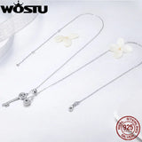 925 Silver Key of Heart Lock Pendant Necklace for Women Gift