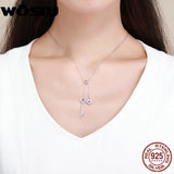 925 Silver Key of Heart Lock Pendant Necklace for Women Gift