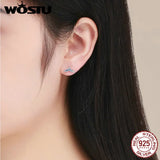 Mermaid Tail Zircon Stud Earrings 925 Sterling Silver FNE058