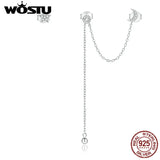 Moon & Stars Drop Earrings 925 Sterling Silver Zircon Tassel Dangle Earrings