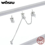 Moon & Stars Drop Earrings 925 Sterling Silver Zircon Tassel Dangle Earrings