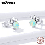 Moonstone Dag Footprint Stud Earrings 925 Sterling Silver Opal Small Earrings