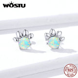 Moonstone Dag Footprint Stud Earrings 925 Sterling Silver Opal Small Earrings