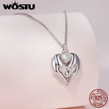 Sterling Silver Baby Footprint Necklace Heart Openable Chain