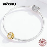 925 Sterling Silver Golden Daisy Beads for Bracelet Charms DXC1216