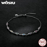 925 Silver Colorful Demon Evil Eye Bracelet Rainbow Chain Unique Jewelry