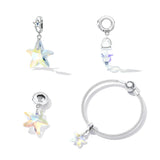 925 Silver Star Zircon Pendant Charm Snowflake Beads Bracelet DIY