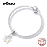 925 Silver Star Zircon Pendant Charm Snowflake Beads Bracelet DIY