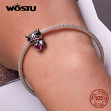 925 Silver Baby Panda Heart Charms Beads for DIY Bracelet