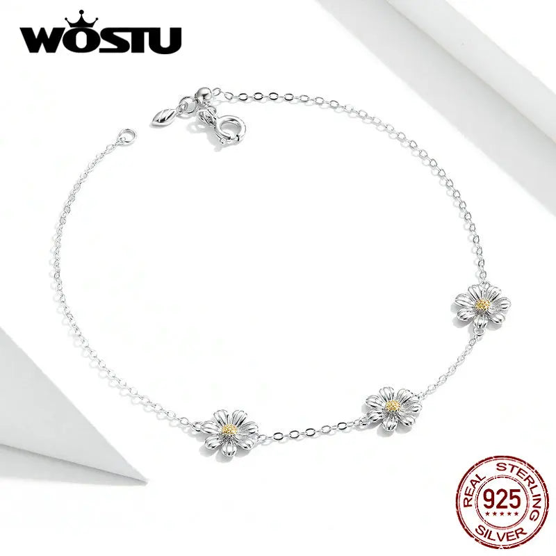 925 Silver Daisy Flower Bracelet Wedding Jewelry FIB165