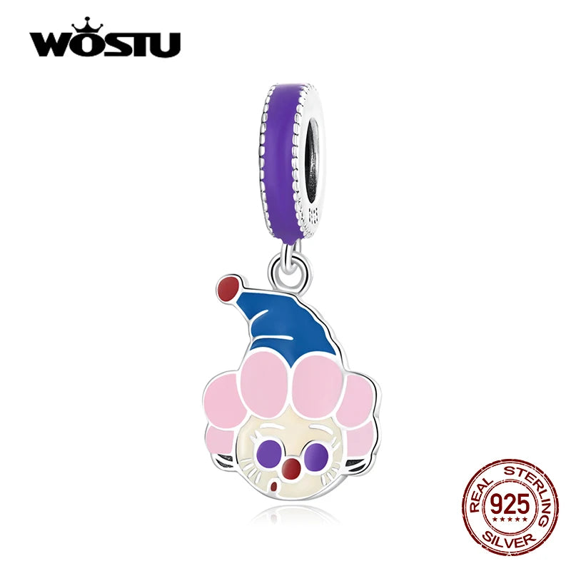 925 Silver Clown Charm Enamel Bead Pendant