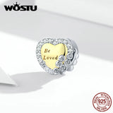 925 Silver Heart Charm Love Wings Beads for Bracelet Pendant