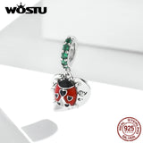 925 Silver Heart Charm Love Wings Beads for Bracelet Pendant