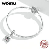 925 Silver Heart Charm Love Wings Beads for Bracelet Pendant