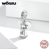925 Silver Heart Charm Love Wings Beads for Bracelet Pendant