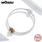 925 Silver Merry Christmas Jingle Bell Charm for Bracelet DIY Beads Bijoux